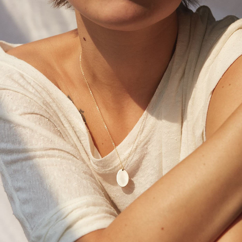 Initial Custom Nameplate Necklace Collier Personalized Oval Pendant Necklace
