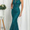 Thumbnail: Mermaid glitter net  tulle hem long prom evening dress