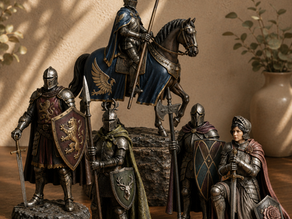 Modern Heraldry custom polyresin medieval knight figurine collection by DF Gifts