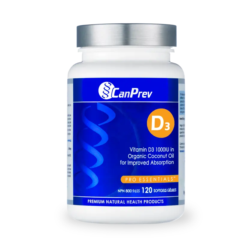 CanPrev D3 1000IU In Organic Coconut Oil 120 Softgels