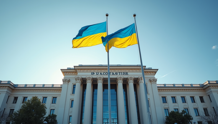 Eye-level view of the Security Service of Ukraine headquarters building