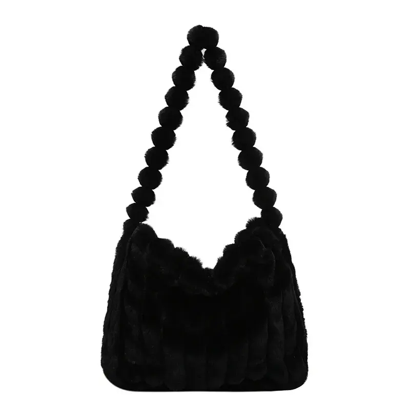 Thumbnail: Woman Plush Shoulder Tote - Handbag Large Capacity 