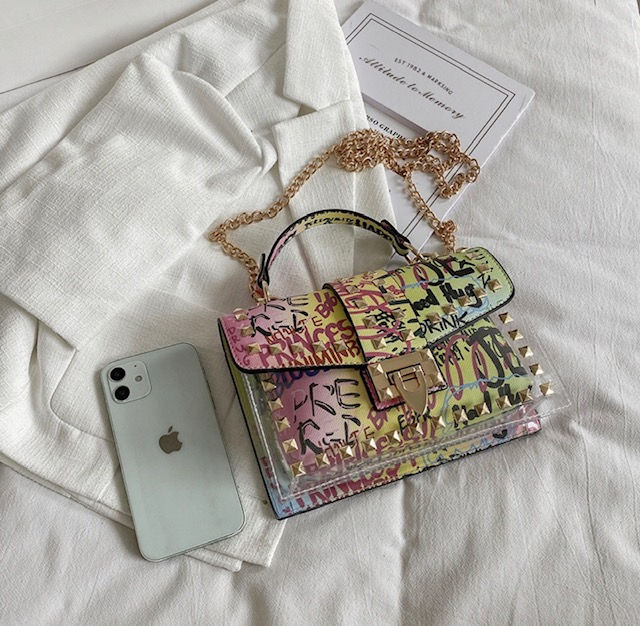 Thumbnail: Transparent Graffiti Jelly Shoulder Bag