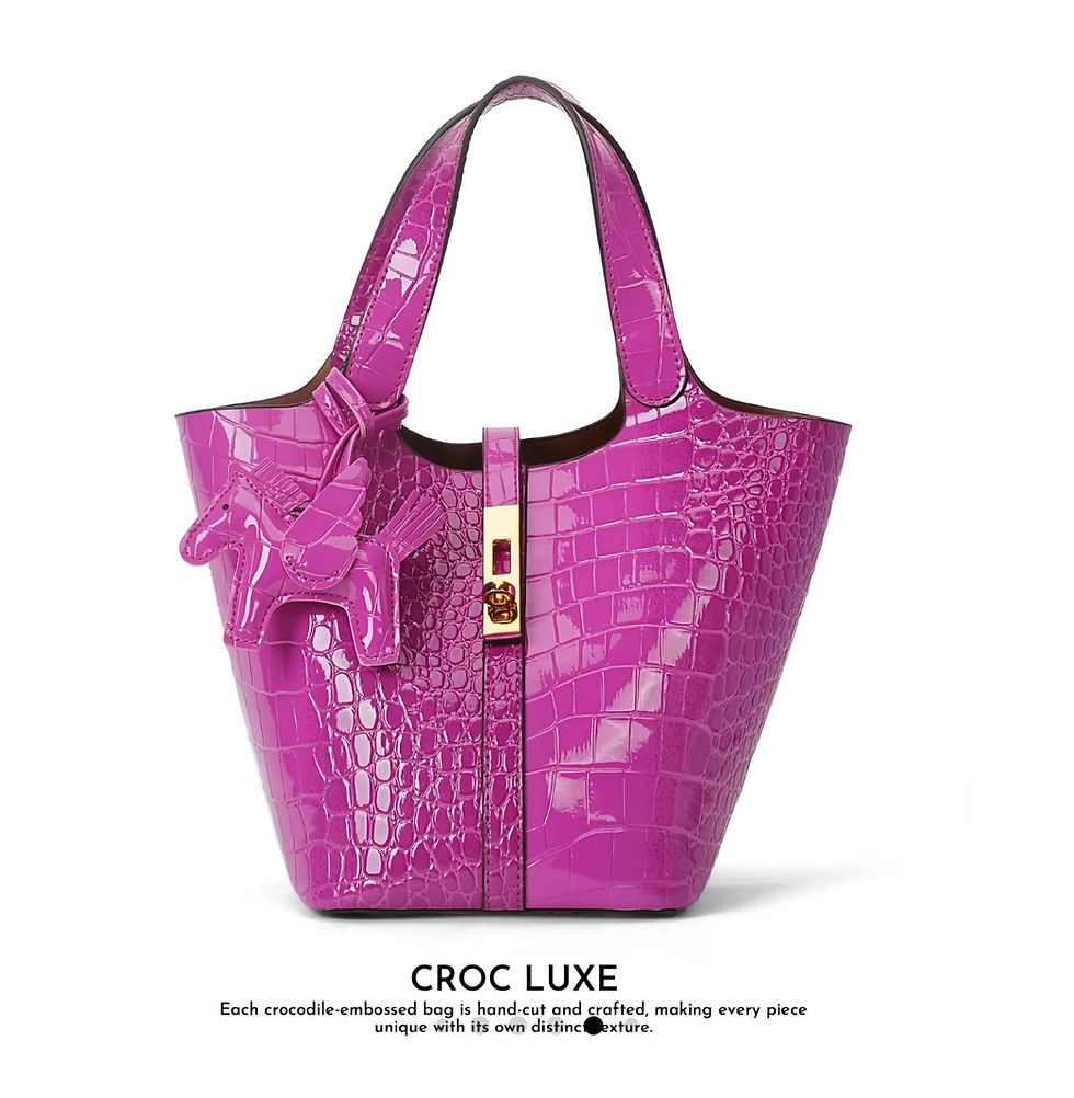 Thumbnail: Crocodile Pattern Top Handle Bucket Bag