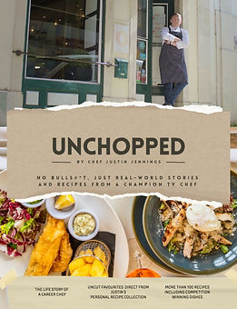 Cover of World Champion chef Justin Jennings self published cook book Unchopped by Justin Jennings