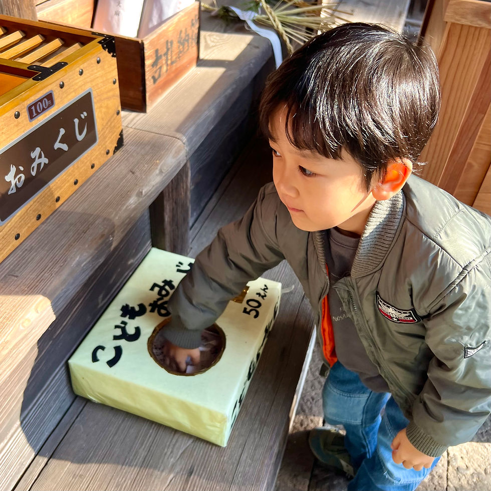 おみくじを引く様子