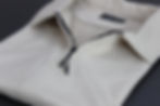 Close-up of high-quality zipper on Light Beige polo shirt – Kaliyuga Wear