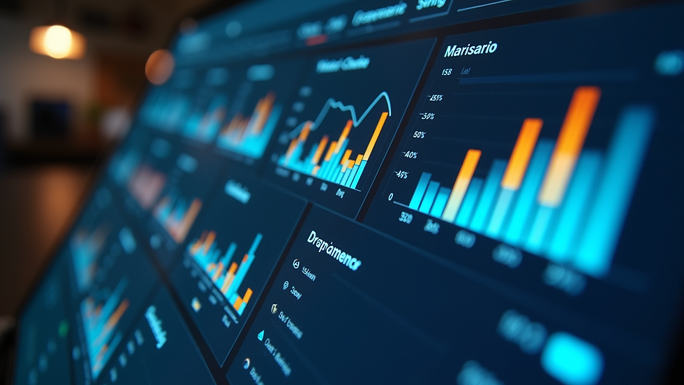 Close-up view of a digital dashboard showing sales performance metrics