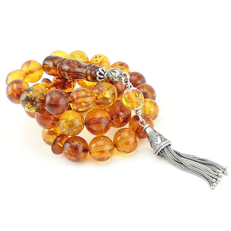 Thumbnail: Natural amber, colorful, with silver