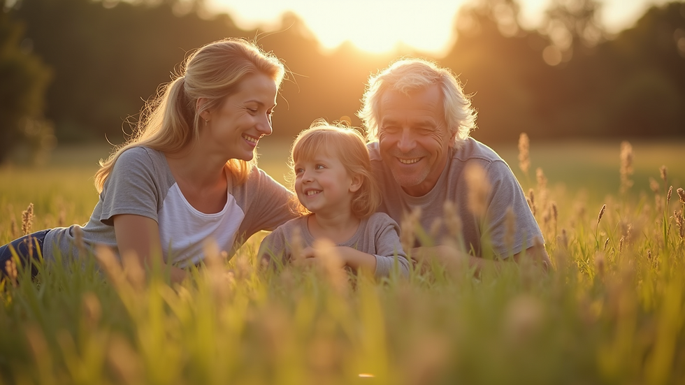 Eye-level view of a family enjoying quality time together
