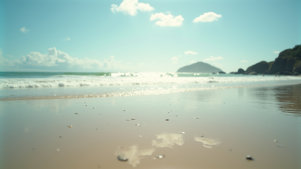 Eye-level view of a tranquil beach scenery