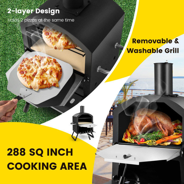 Thumbnail: 2-Layer Pizza Oven with Removable Cooking Rack and Folding Legs