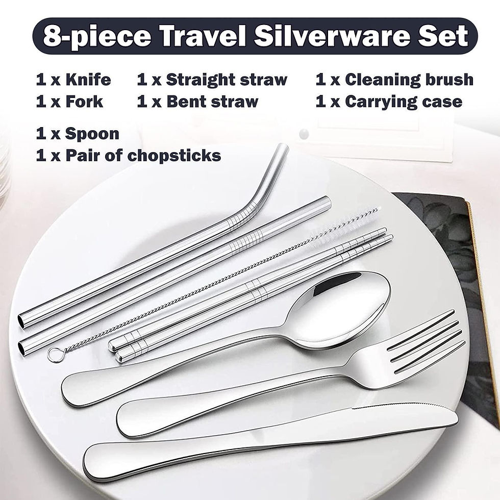 Thumbnail: 8Pcs Travel Silverware Set with Case Portable Utensils for Lunch Box S