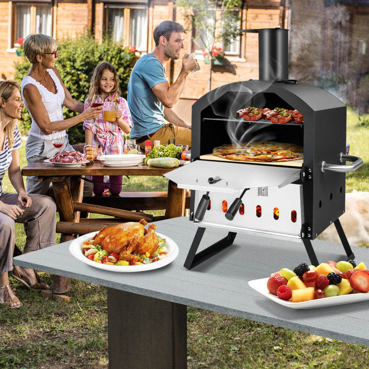 Thumbnail: 2-Layer Pizza Oven with Removable Cooking Rack and Folding Legs
