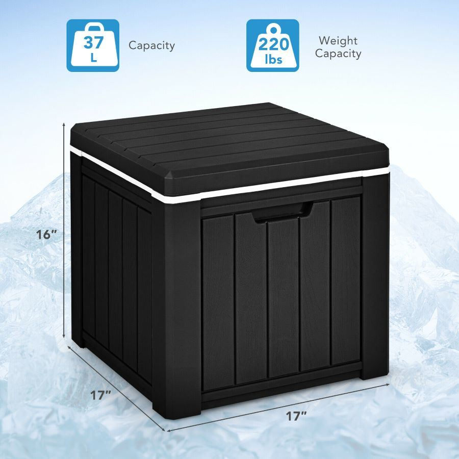 Thumbnail: 3-In-1 Patio 10 Gallon Ice Cube Cooler Box Table Stool Storage W/Handl