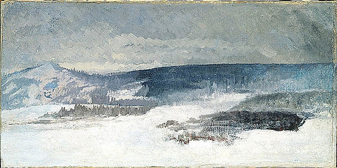 Anna Nordlander, "Norrländskt vinterlandskap". Fri bild via Wikimedia Commons.