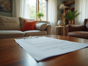 Paper on desk in living room