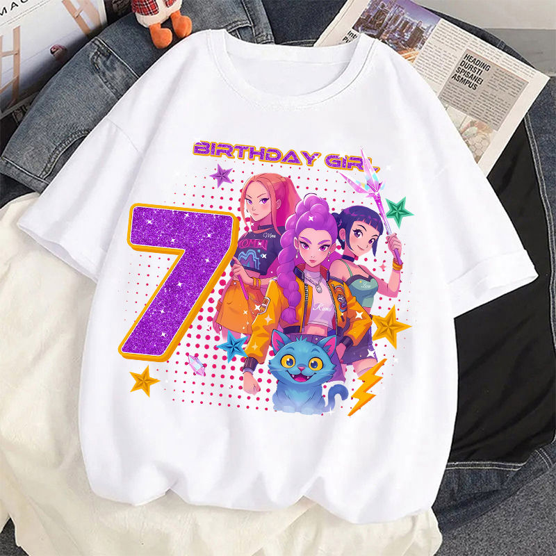 Miniatura: New K Pop Demon Huntersd T-shirt for Children Cartoon Birthday Number Printed T 