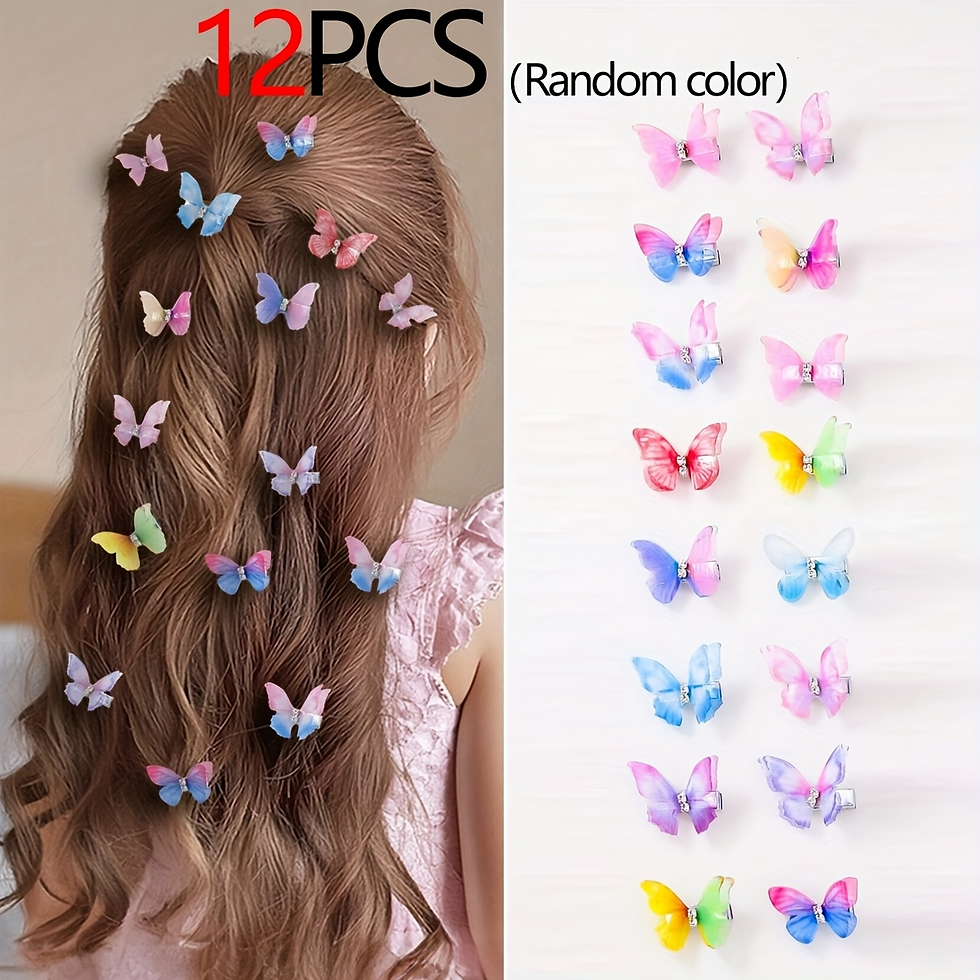 Miniatura: 6/8/12 pieces, colors vary. Women’s gradient double-layered butterfly hair cli