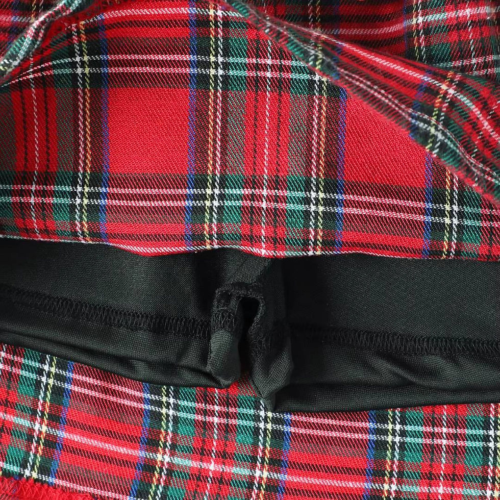 Miniatura: Cute versatileToddler Girls Plaid Skirt with Satin Bow Elastic Waist Kids Tartan