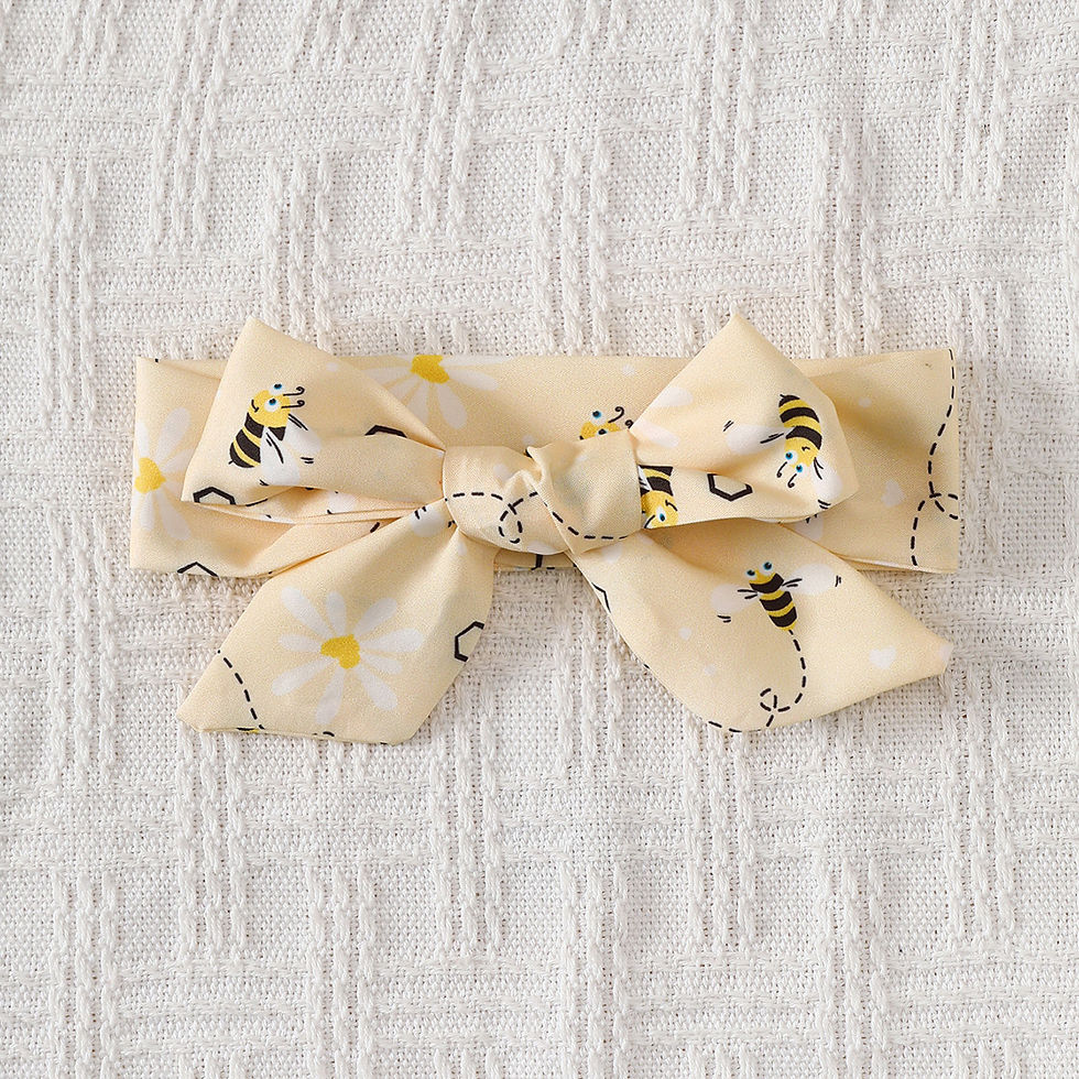 Miniatura: Baby girl Summer Dress Cute Little bee Ruffled Suspender Dress and Headband 2-pi