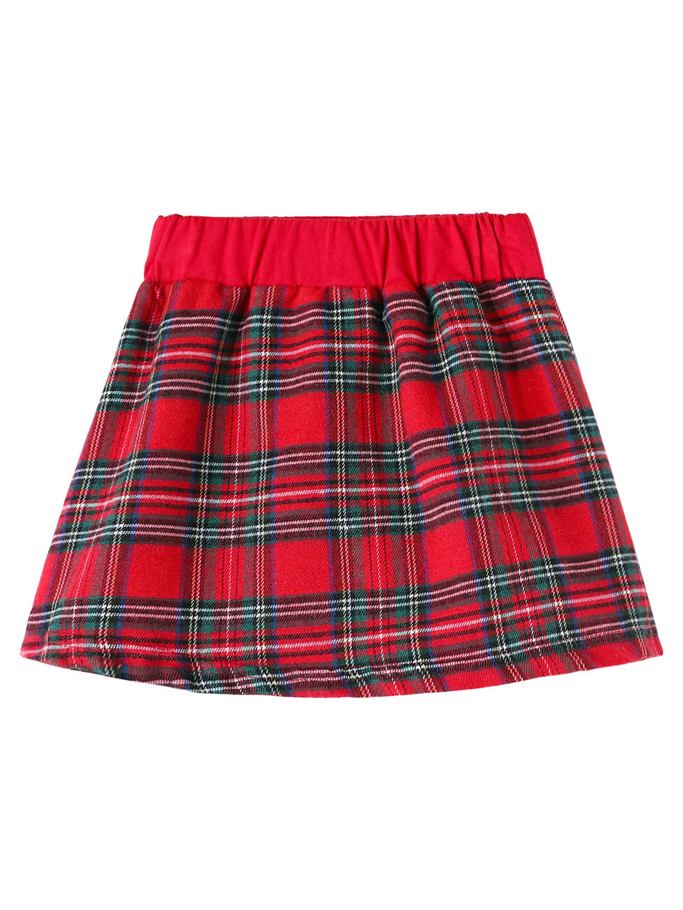 Miniatura: Cute versatileToddler Girls Plaid Skirt with Satin Bow Elastic Waist Kids Tartan