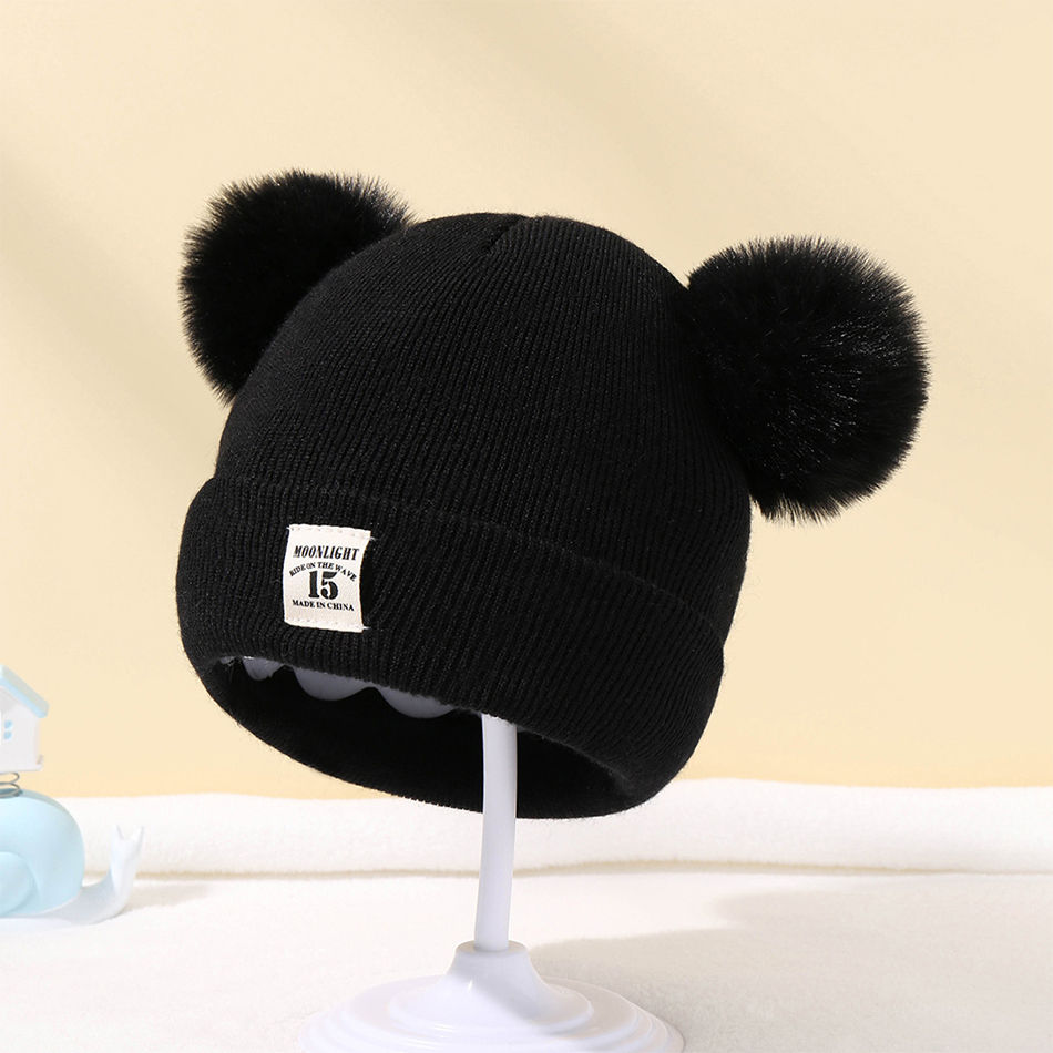 Miniatura: Autumn Winter Baby Warm Knitted Hats With Pom Kids Knit Beanie Hat Solid Color C