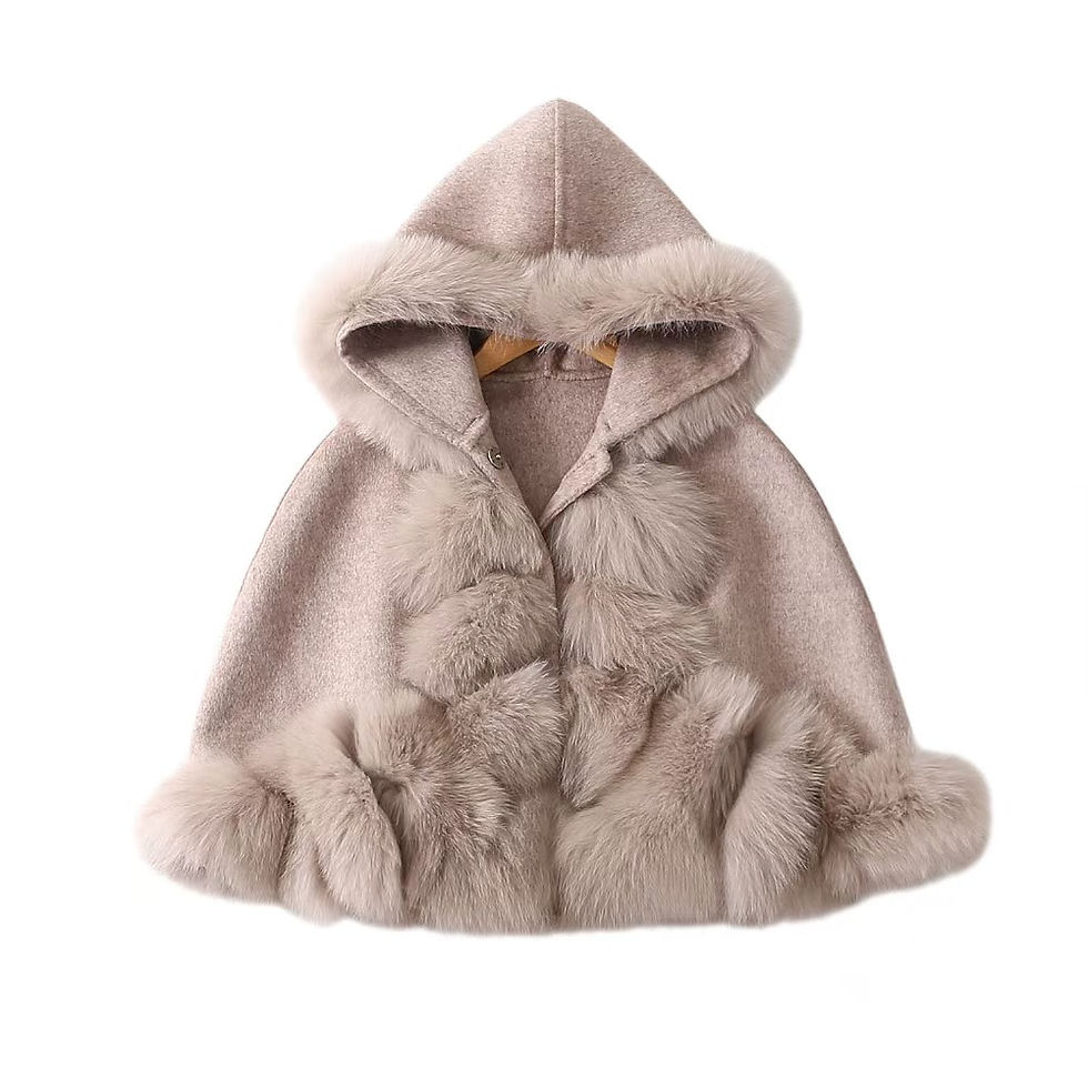 Miniatura: Spanish Children Wind-proof Fox Fur Princess Coat Wool Jacket Baby Thickened Tod