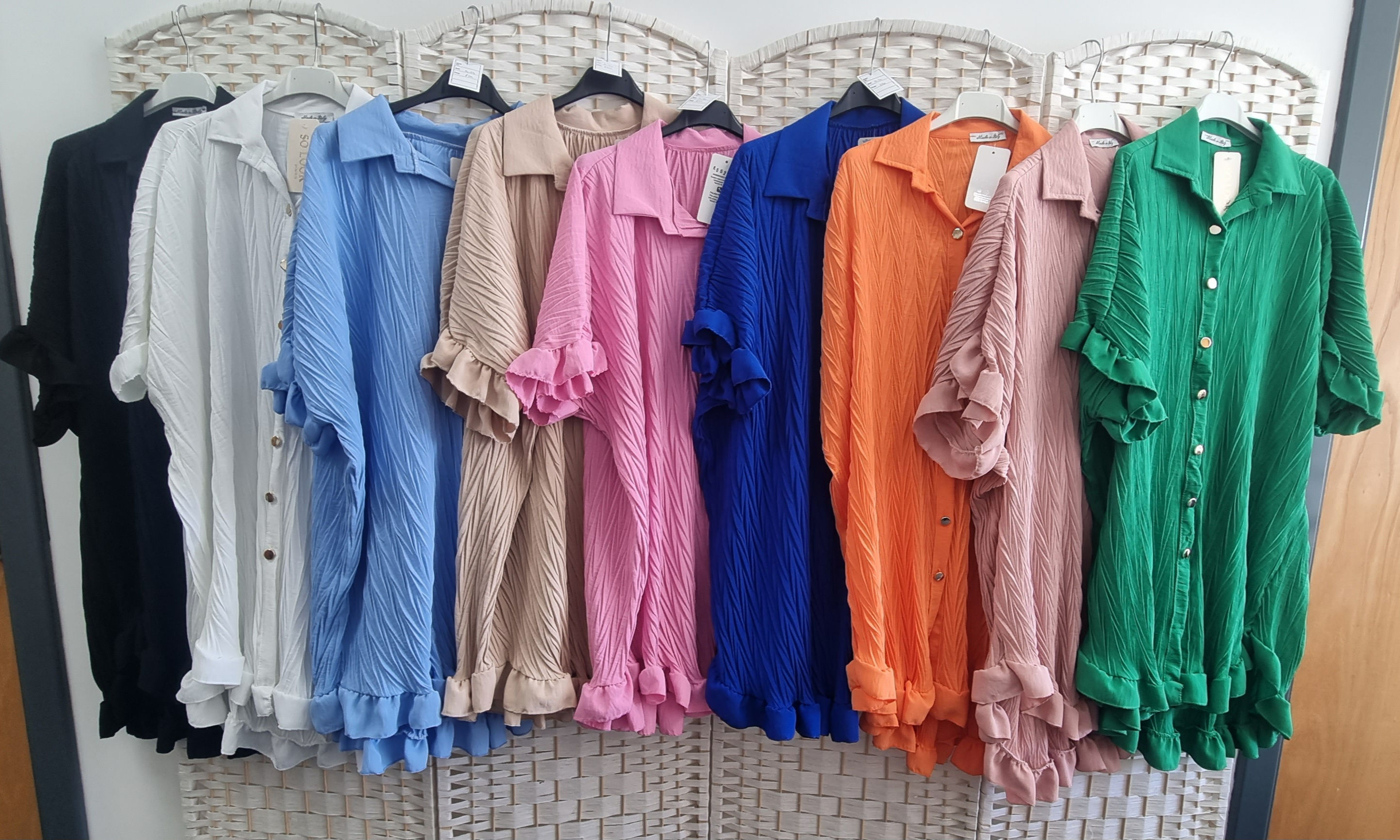 Crinkle frill tunic/blouses