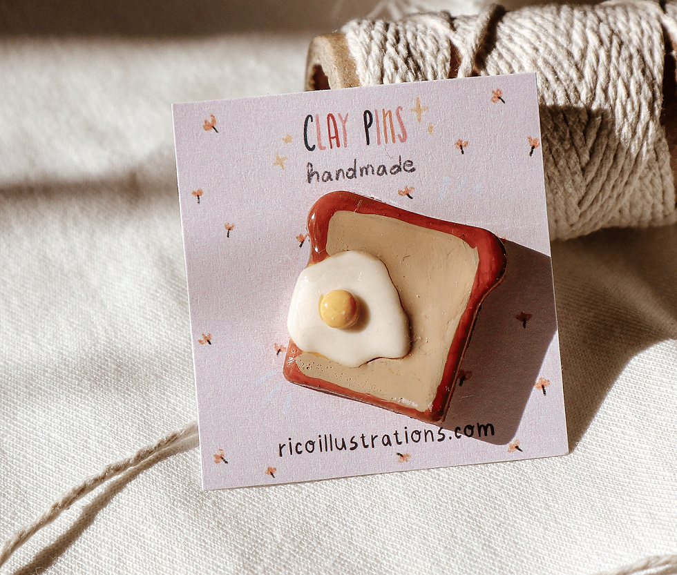 Egg toast clay pin