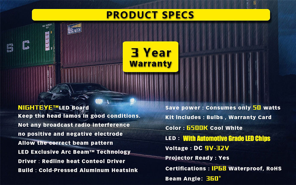 Thumbnail: Nighteye Led H4 H7 H8 H9 H11 8000LM 50W 6500K Car LED Headlights White Fog Lamps