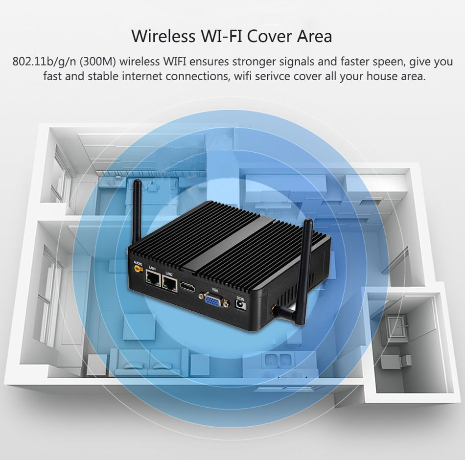 Thumbnail: BEBEPC Fanless Industrial Mini j6412 j4125 i5 4200U 5200U Dual LAN RS232 Win10/1