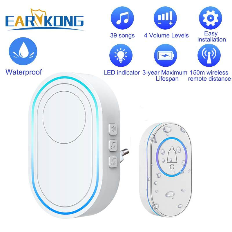 Thumbnail: Intelligent Wireless Doorbell Home Welcome Doorbell Waterproof 300m Remote Smart