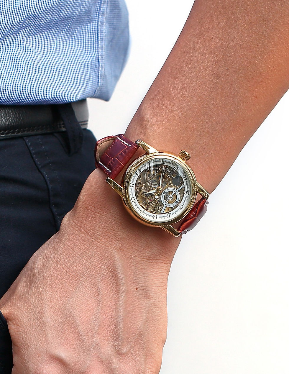 Thumbnail: Men Wrist Watches Luxury Golden Skeleton Mechanical Steampunk Male Clock Automat