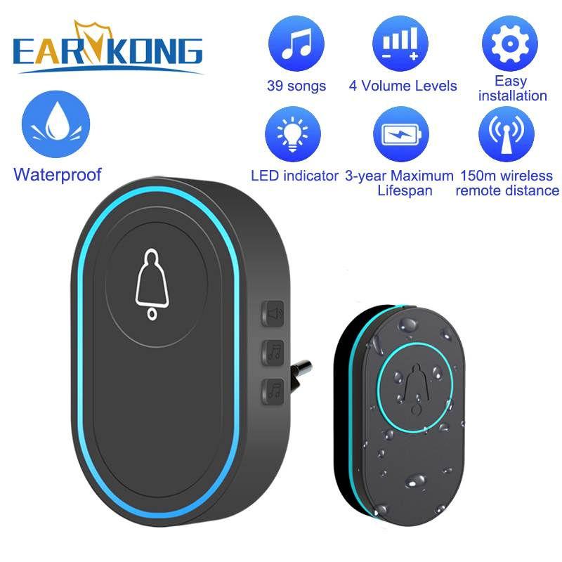 Thumbnail: Intelligent Wireless Doorbell Home Welcome Doorbell Waterproof 300m Remote Smart