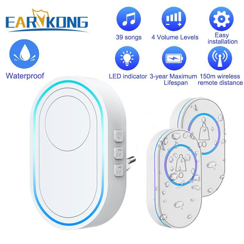 Thumbnail: Intelligent Wireless Doorbell Home Welcome Doorbell Waterproof 300m Remote Smart