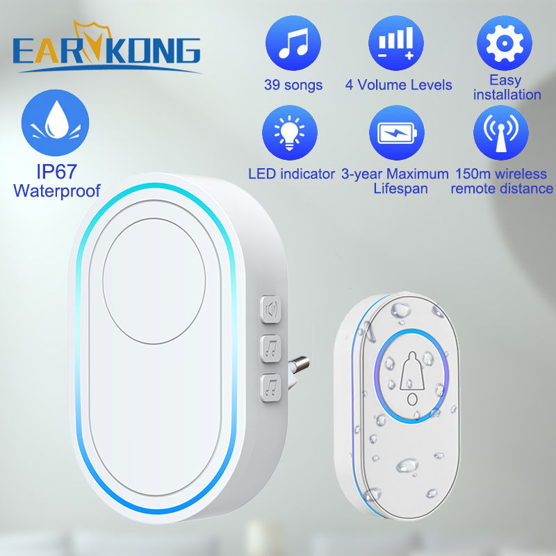 Thumbnail: Intelligent Wireless Doorbell Home Welcome Doorbell Waterproof 300m Remote Smart