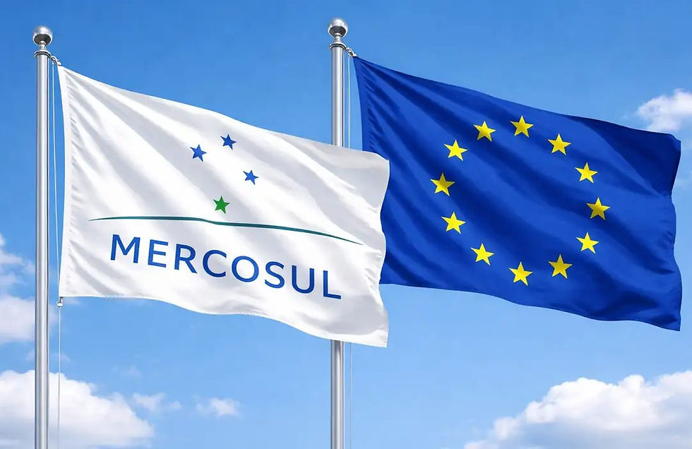Bandeiras do Mercosul e da União Europeia