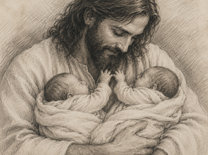 Christ Embracing Two Babies