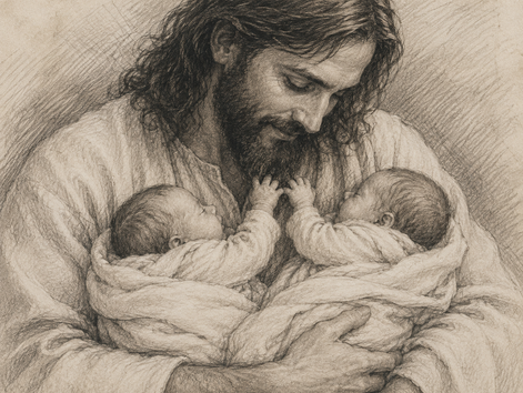 Christ Embracing Two Babies