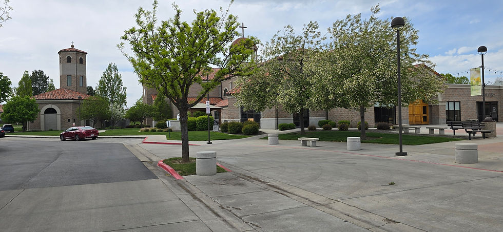 To the left of the main church building of Holy Apostles Parish is the perpetual Adoration Chapel and columbarium. In the back is a garden with the Stations of the Cross. (Courtesy photo/Holy Apostles)