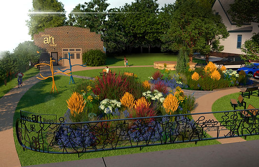 A high camera view of the Art House grounds