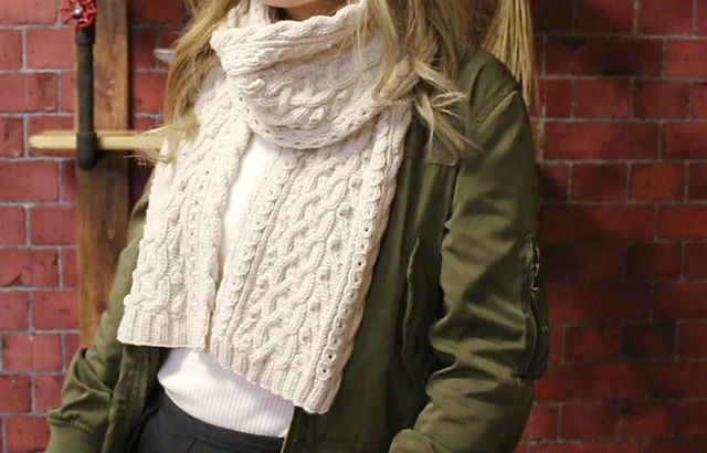 knitted Aran Pattern Scarf