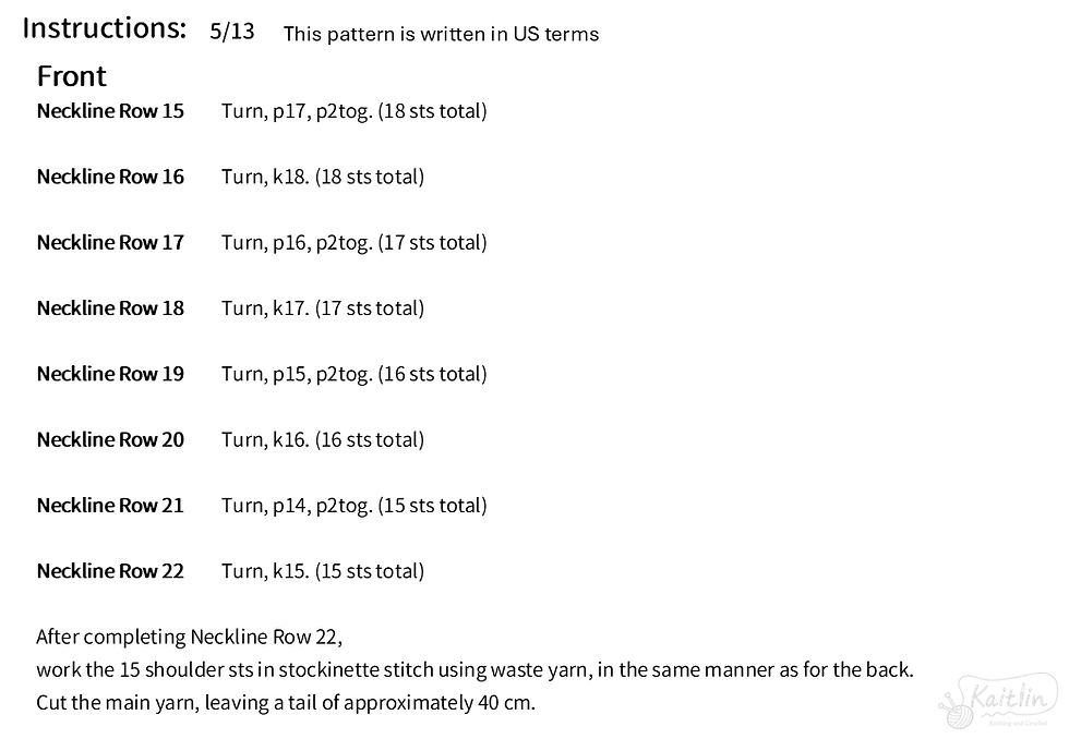Knitting instructions for a hand-knit window pane tee