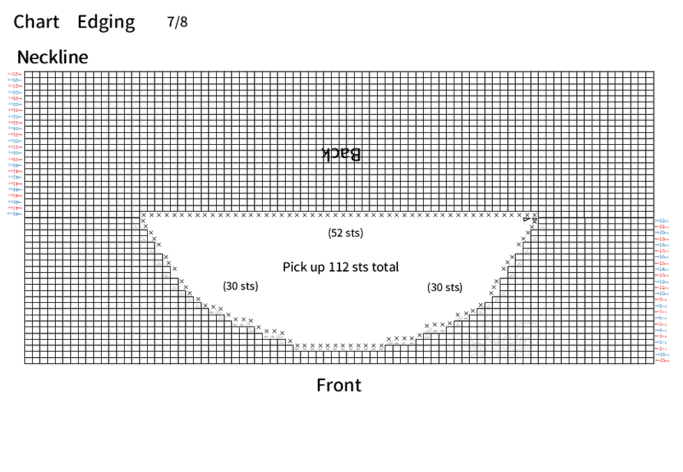 Knitting chart for a hand-knit window pane tee