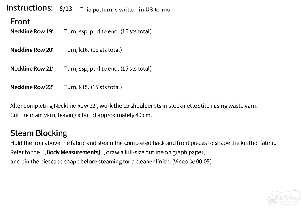 Knitting instructions for a hand-knit window pane tee