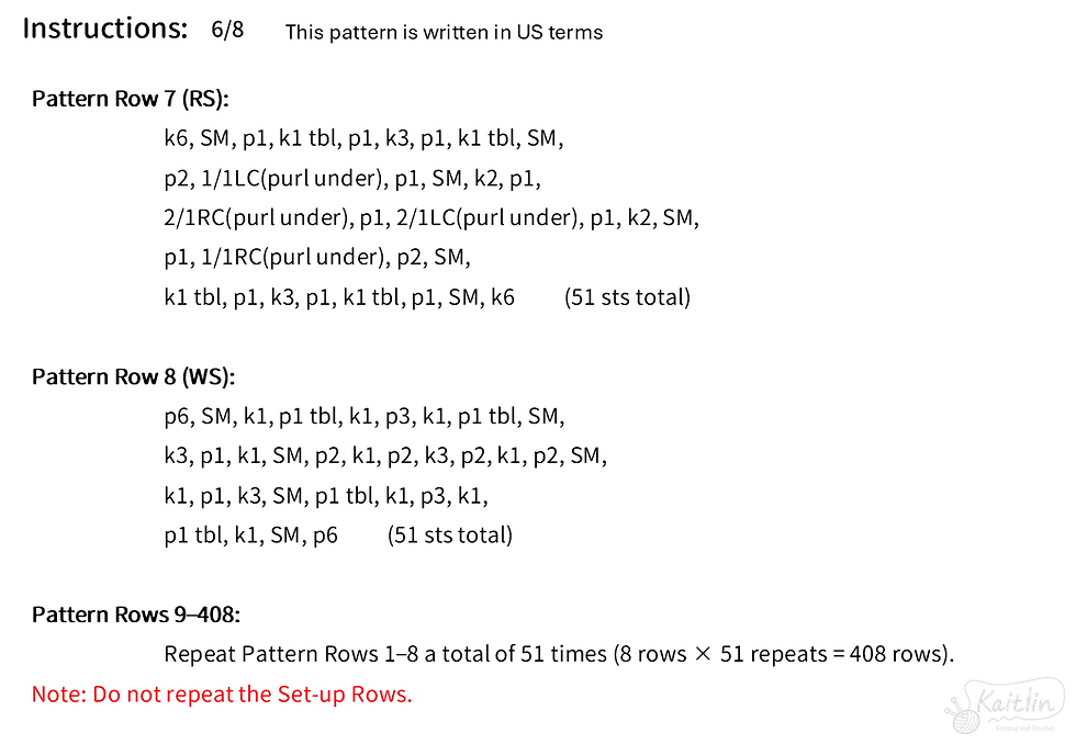 knitted Aran Pattern Scarf knitting instructions