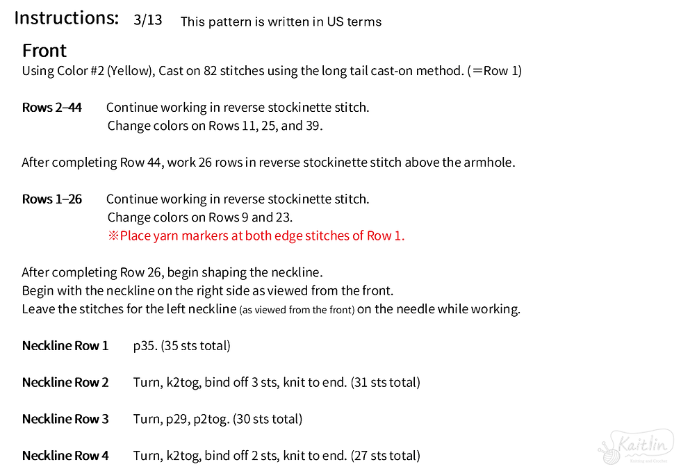 Knitting instructions for a hand-knit window pane tee