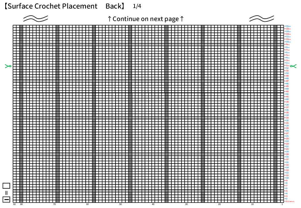 Knitting chart for a hand-knit window pane tee