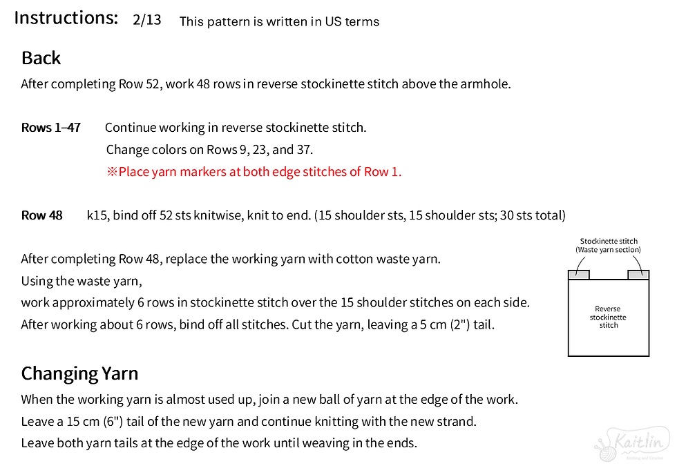 Knitting instructions for a hand-knit window pane tee